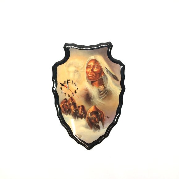 Aboriginal Themed Wall Clock with Buffalo - Picture 1 of 4